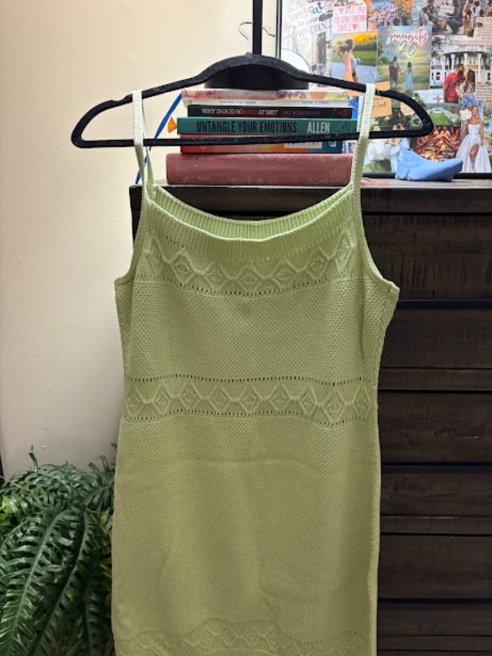 Strappy Knit Mini Dress Light Green L